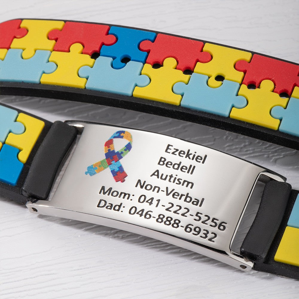 Engraved Medical Alert Bracelet for Kid, Children's Autism Awareness Medical Alert Bracelet, Kid's ID Bracelet