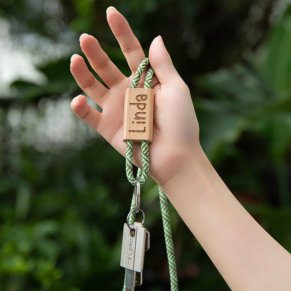 Personalized Name Lanyard in 8 Colors, Wooden Keychain, Nylon Rope, Bag accessory, Gift for Staff/Teacher, Back to School/Teachers' Day Gift