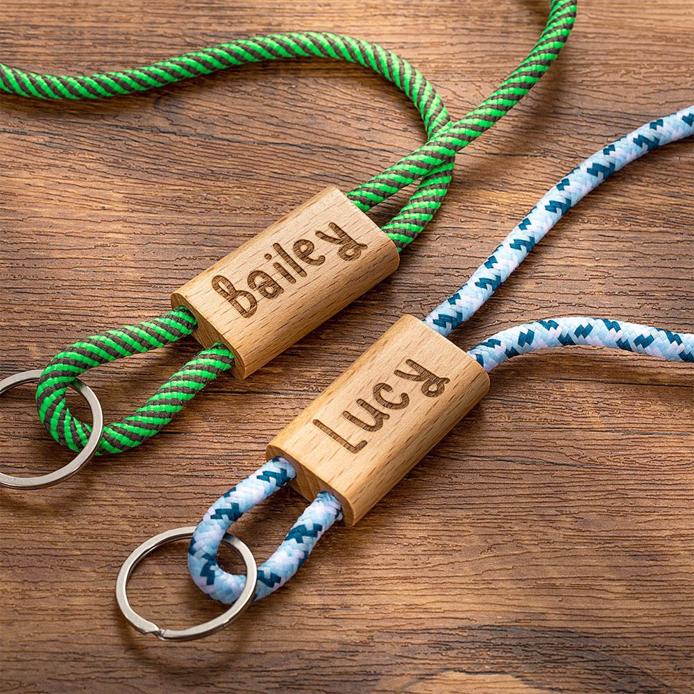 Personalized Name Lanyard in 8 Colors, Wooden Keychain, Nylon Rope, Bag accessory, Gift for Staff/Teacher, Back to School/Teachers' Day Gift