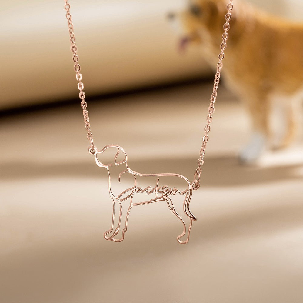 Custom Dog Cat Breed Silhouette Necklace with Name, Personalized Animal Memorial Jewelry, Pet Memorial/Loss Gift for Women/Girls/Family/Pet Lover