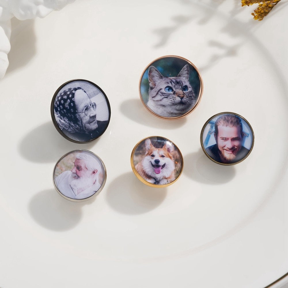 Custom Photo Lapel Pin, Memorial Boutonniere Pin for Men Suit, Personalized Wedding Day Gift for Him, Groom Gift, Custom Button Pins Design Your Own