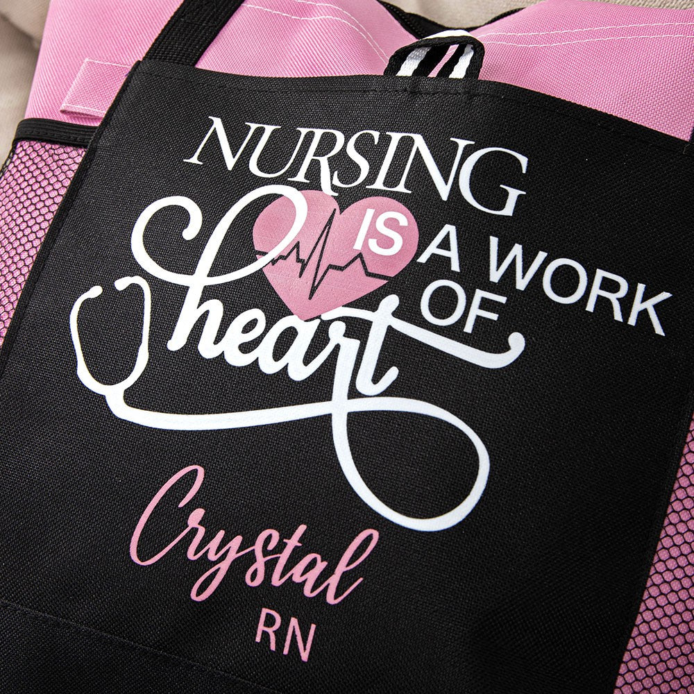 Personalized Large Nurse Tote Bag for Work, Canvas Nursing Bag with Zippered, RN CNA LPN Nurse Week Gift, Appreciation Gift, Custom Graduation Gift