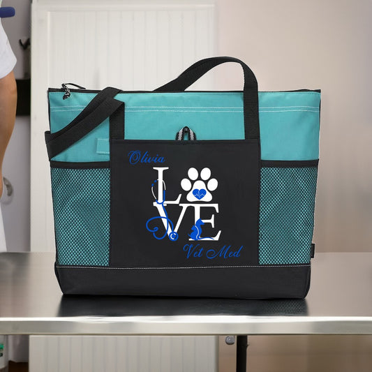 Personalized Veterinary Technician Tote Bag, Customizable Pet Tote Bag for Work, Gift for Vet Tech Week, Dog Tote Bag, Dog Mom Gifts for Women