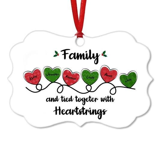 Gift for Family/Sisters/Friends, Personalized Family Name Heartstrings Ornament, Christmas Gifts, Funny Shapes Ornament, Christmas Tree Decoration