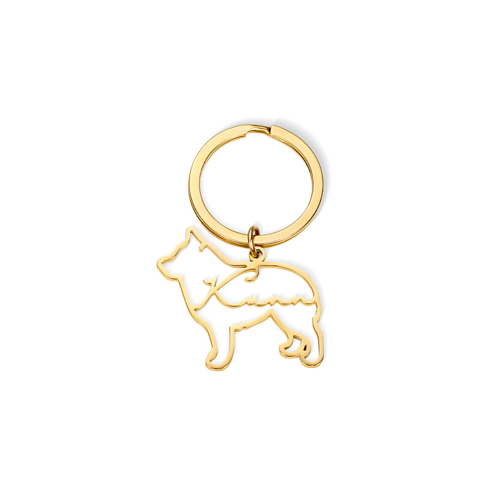 Custom Dog Cat Breed Silhouette Keychain with Name, Personalized Animal Memorial Keyring, Pet Memorial/Loss Gift for Women/Girls/Family/Pet Lover