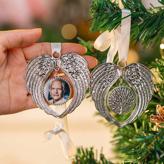 Personalized Angel Wings Photo Memorial Pendant for Christmas