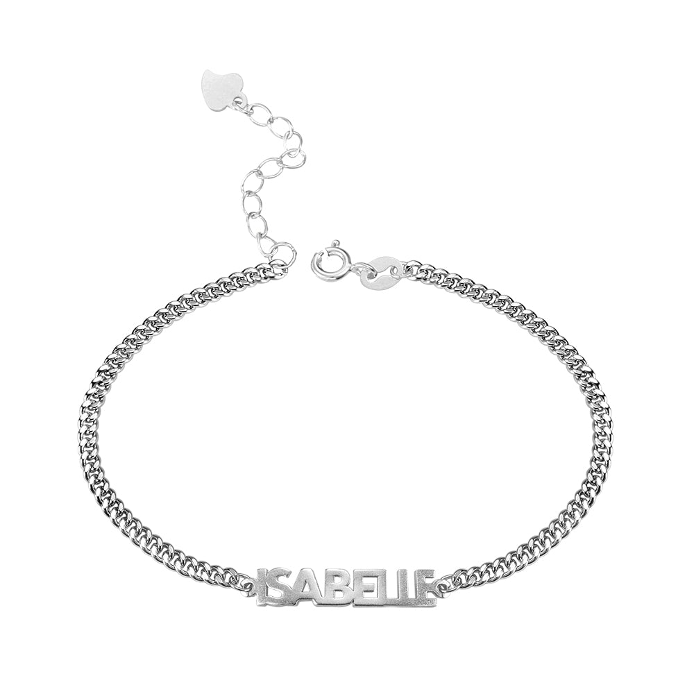 Personalized Bold Curb Chain Name Bracelet Sterling Silver