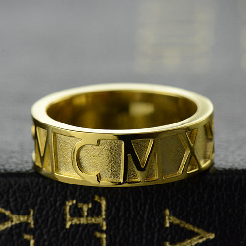 Personalized Roman Numerals Band Ring Sterling Silver