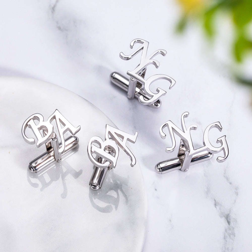 Personalized Letter Name Cufflinks Stainless Steel