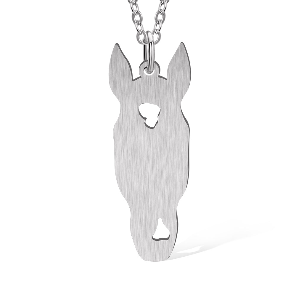 Horse Marking Necklace with Custom Horse Head Silhouette - Sterling Silver