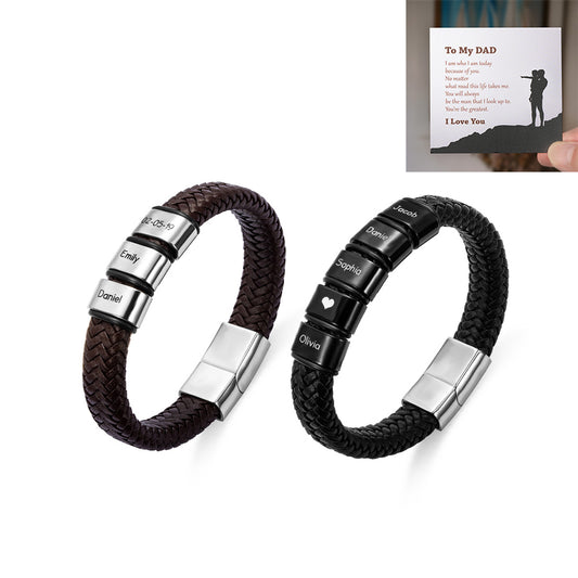 Personalized Beaded Artificial Leather Bracelet Gift Cards Set