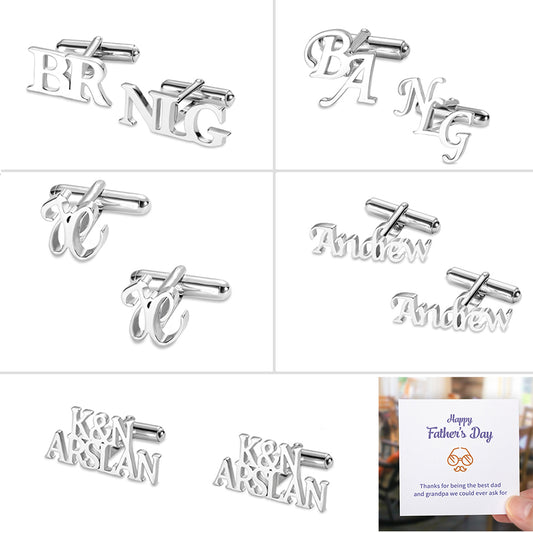 Personalized Stainless Steel Letter Name Cufflinks Gift Cards Set