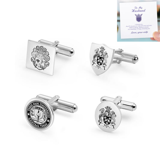 Personalized Family Crest Cufflinks Photo Cufflinks Gift Cards Set