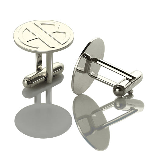 Cufflinks for Men: Disc Block Monogrammed Sterling Silver