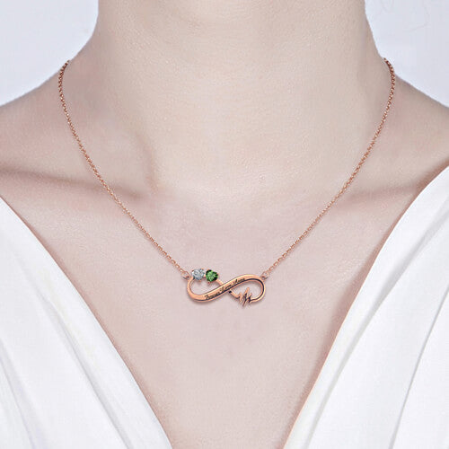 Heartbeat Infinity Necklace With Birthstones