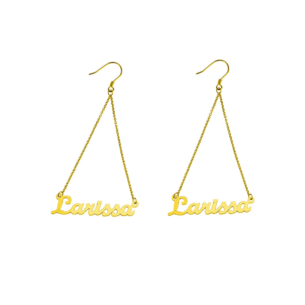 Personalized Triangle Name Earrings