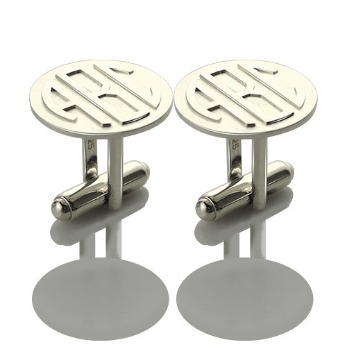 Personalized Men's Cufflinks Block Monogram Sterling Silver