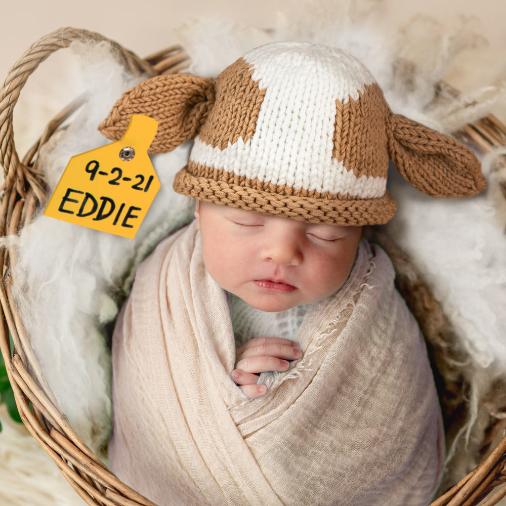 Custom Baby Cow Pattern Wool Hat