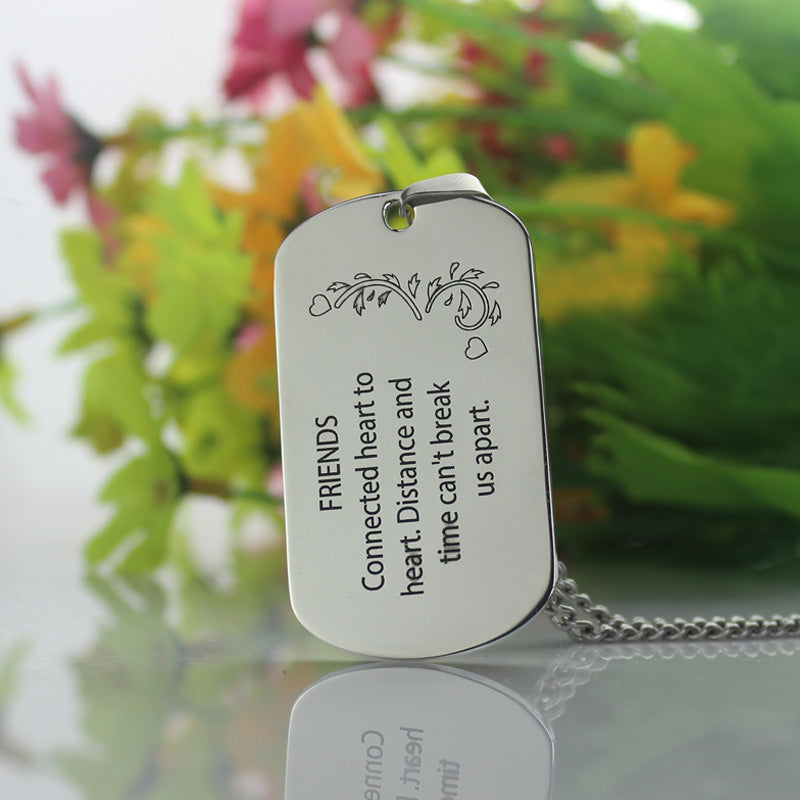 Titanium Steel Best Friends Dog Tag Name Necklace