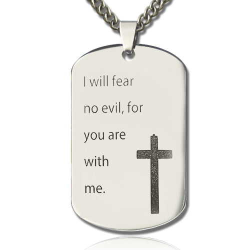 Titanium Steel Man's Dog Tag Cross Nameplate Necklace