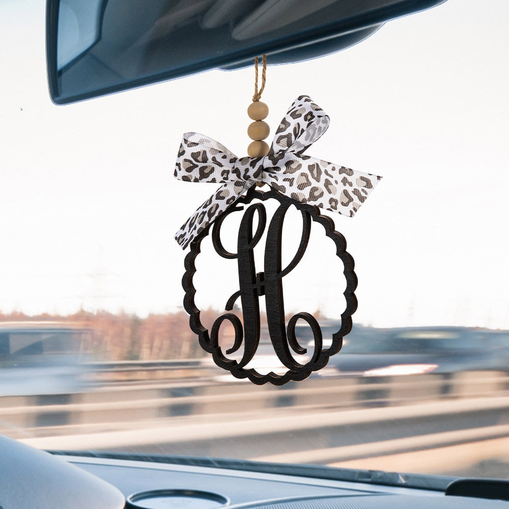 Beaded Custom Monogram Car Mirror Charm Gift for Her