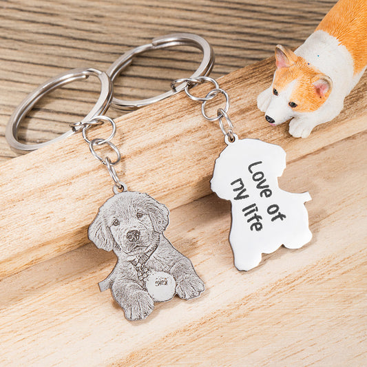 Custom Cat Photo Engraved Keychain