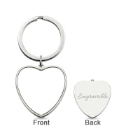 Engraved Heart Color Couple Photo KeyChain Stainless Steel