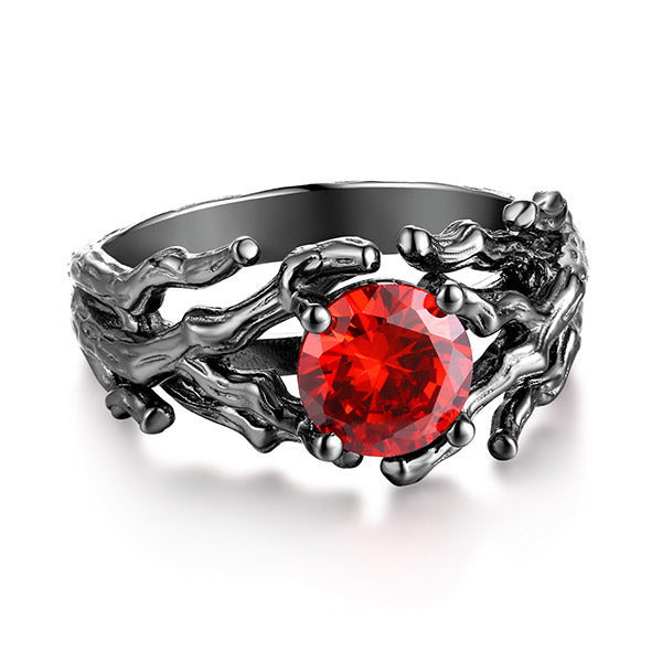 Branch Design Birthstone Black Plating Ring