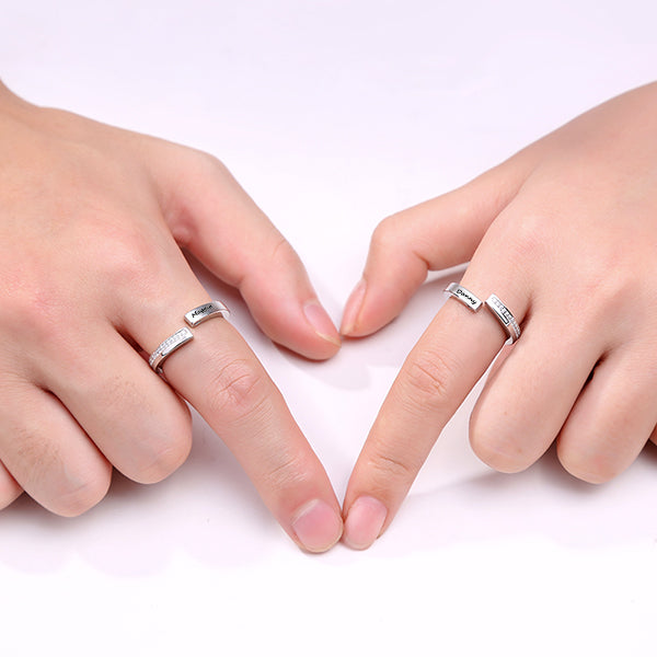 Engraved Combination Infinity Design Ring For Couples