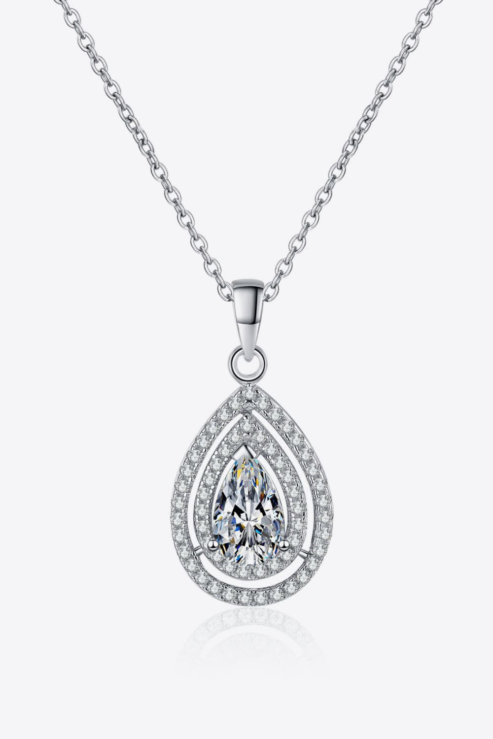 1 Carat Moissanite Teardrop Pendant Necklace