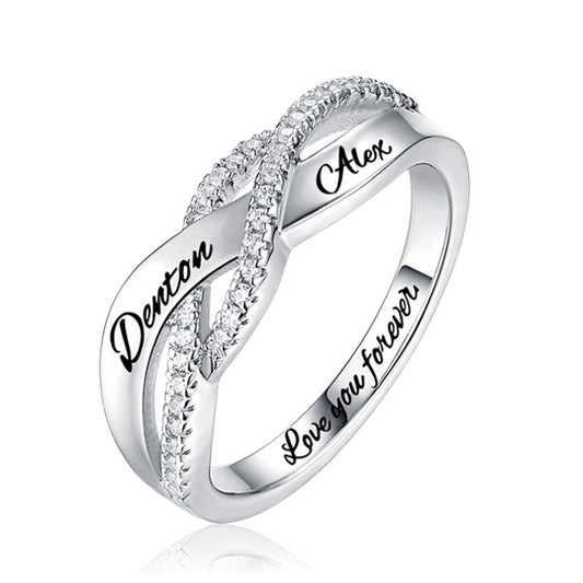 Engraved Name Sterling Silver Twisted Ring