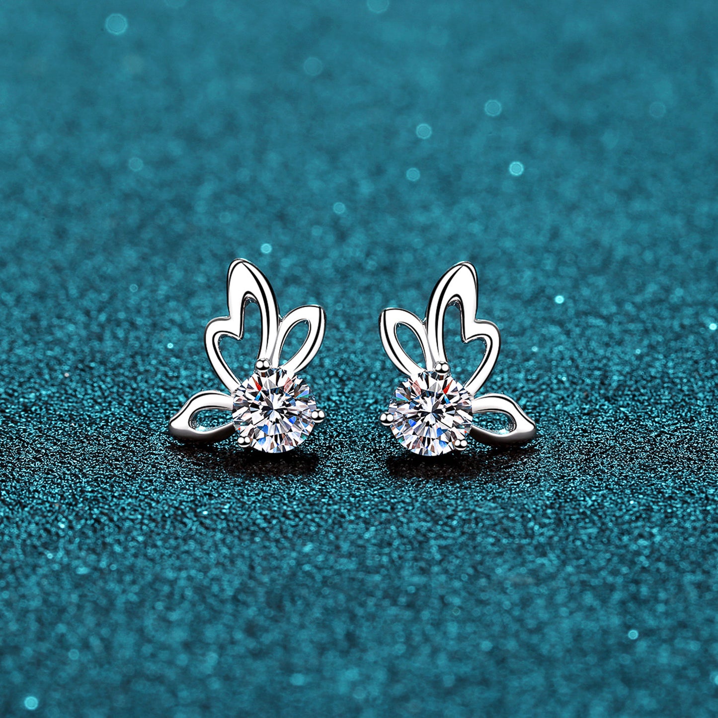 1 Carat Moissanite Butterfly Shape Earrings