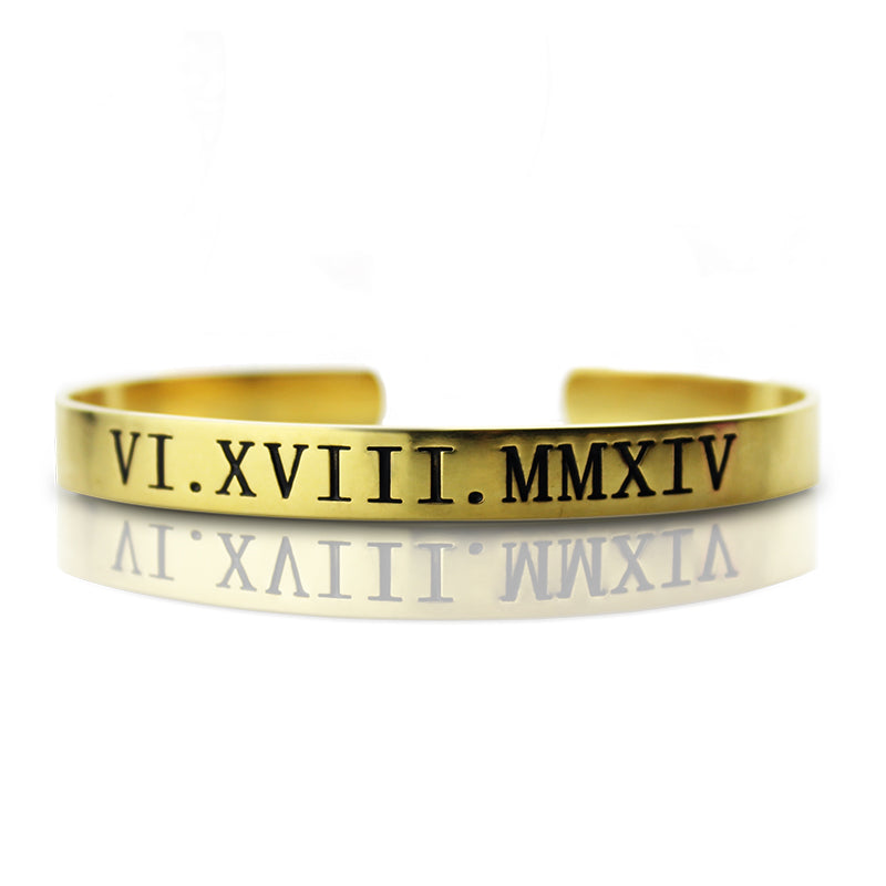 Personalized Roman Numeral Bracelet 18K Gold Plated Sterling Silver