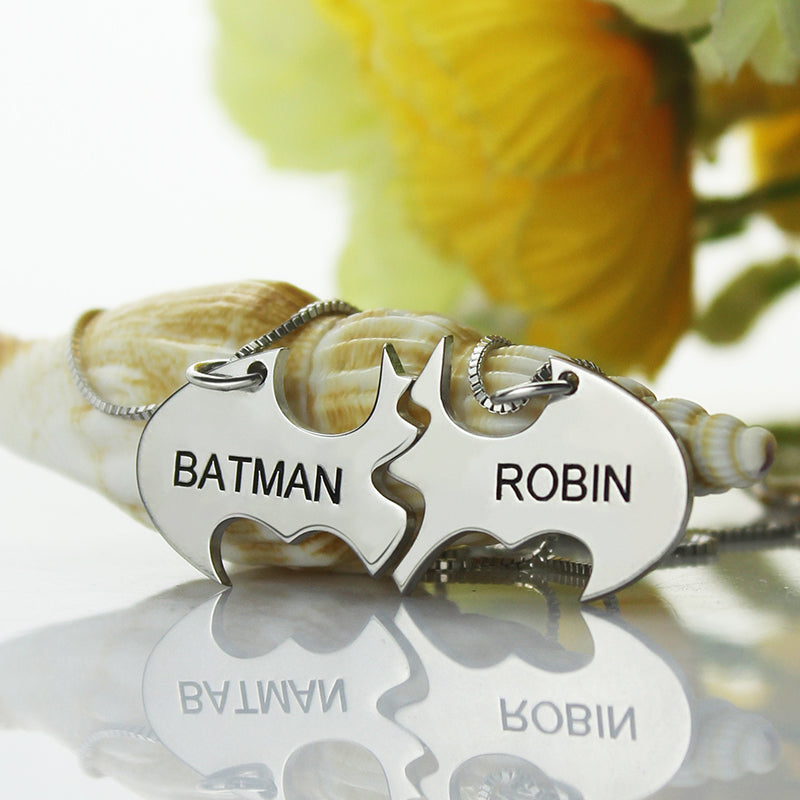 Batman Best Friend Name Necklace Sterling Silver